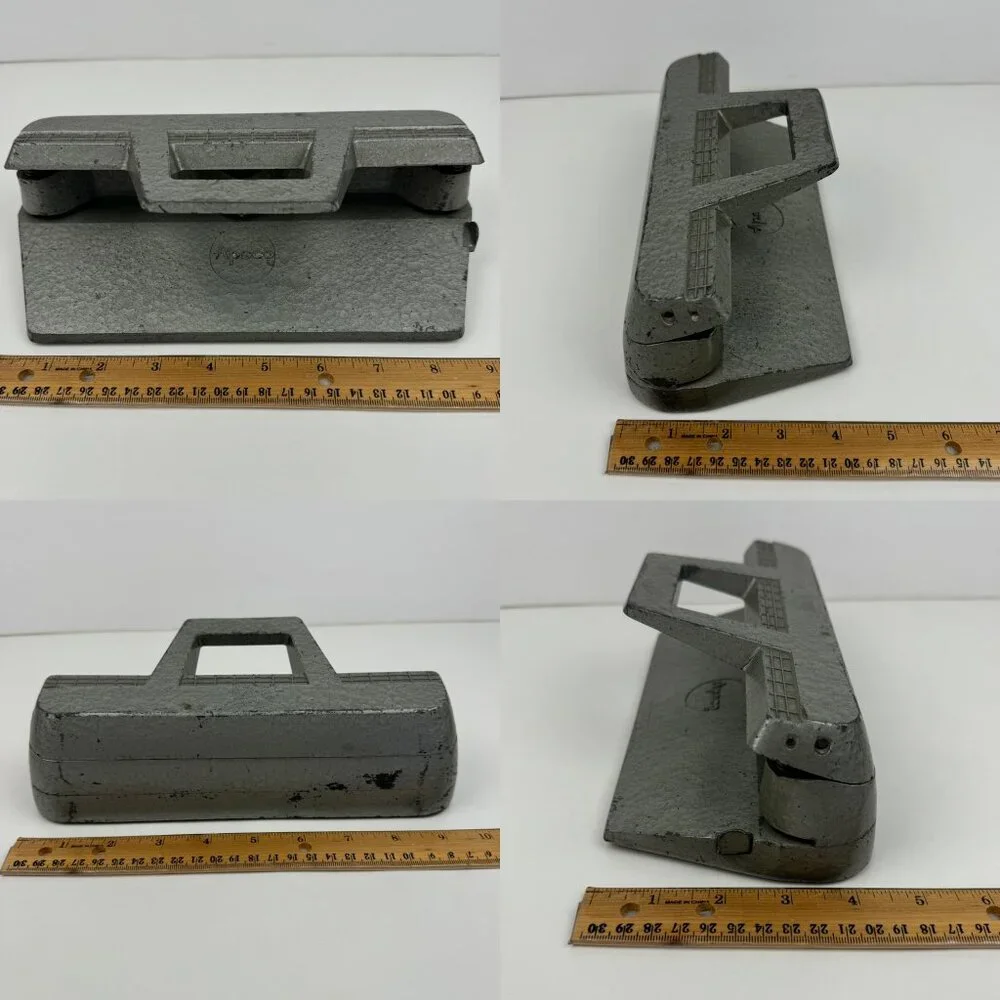 Vintage Retro Apsco Heavy Duty Paper 3 Hole Punch Silver Gray Color Office Tool‎